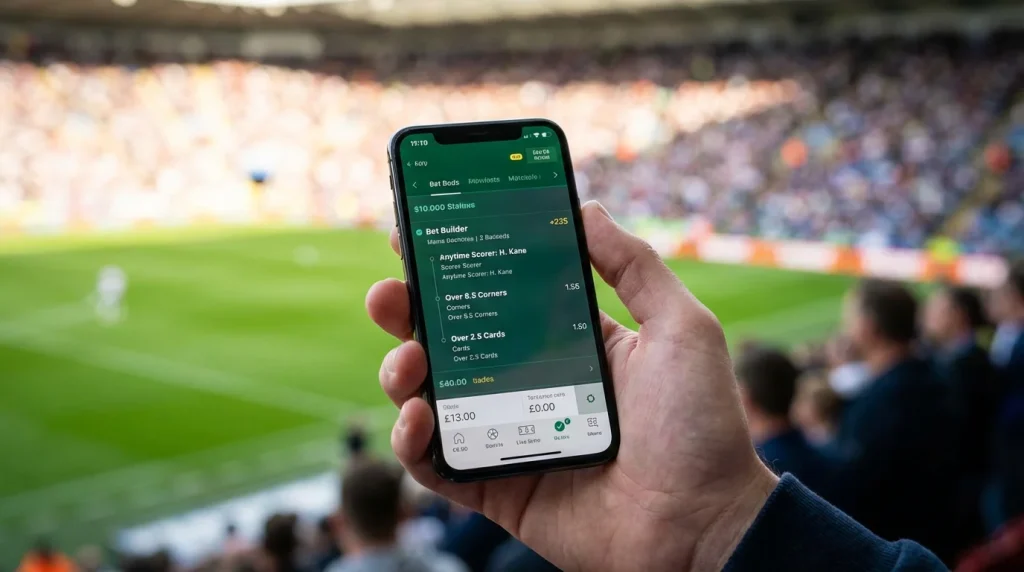 Costruzione di una combo bet calcio con bet builder su smartphone