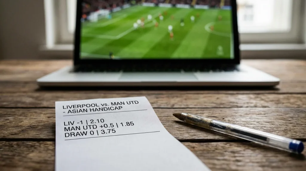 Tabella con le linee di handicap asiatico per una partita di calcio