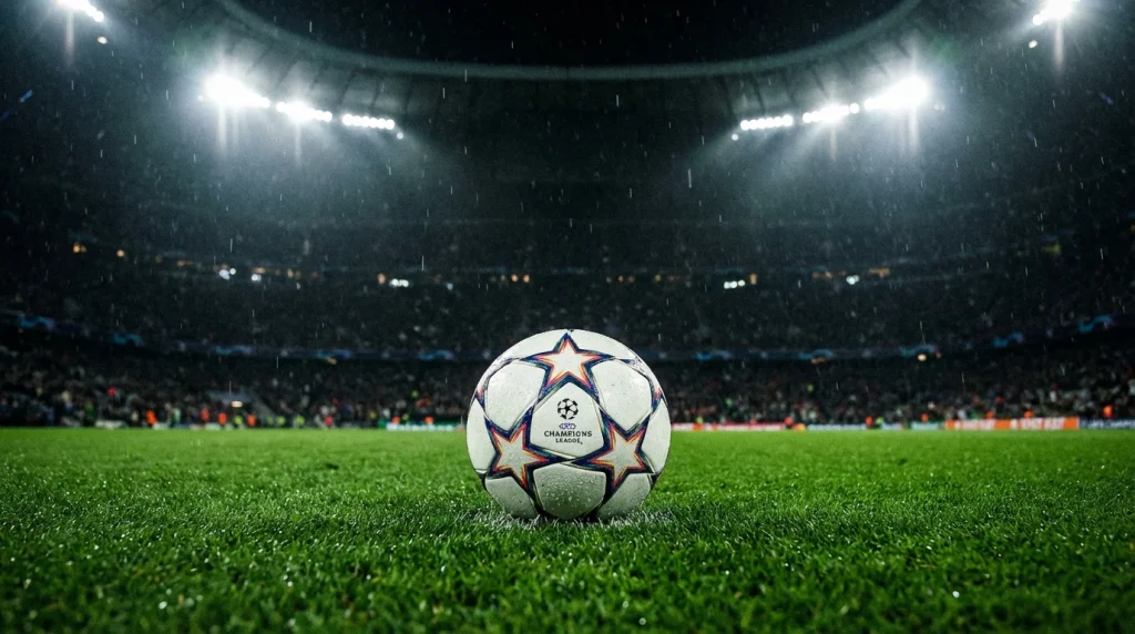 Scommesse sulla Champions League con pallone ufficiale e trofeo